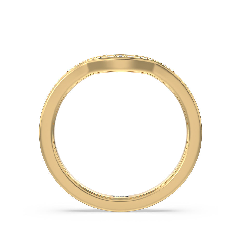 Grand Pave Peekaboo Diamond Wedding Band with 18KT Yellow Gold Cut Diamond in 14KT Yellow Gold view 2
