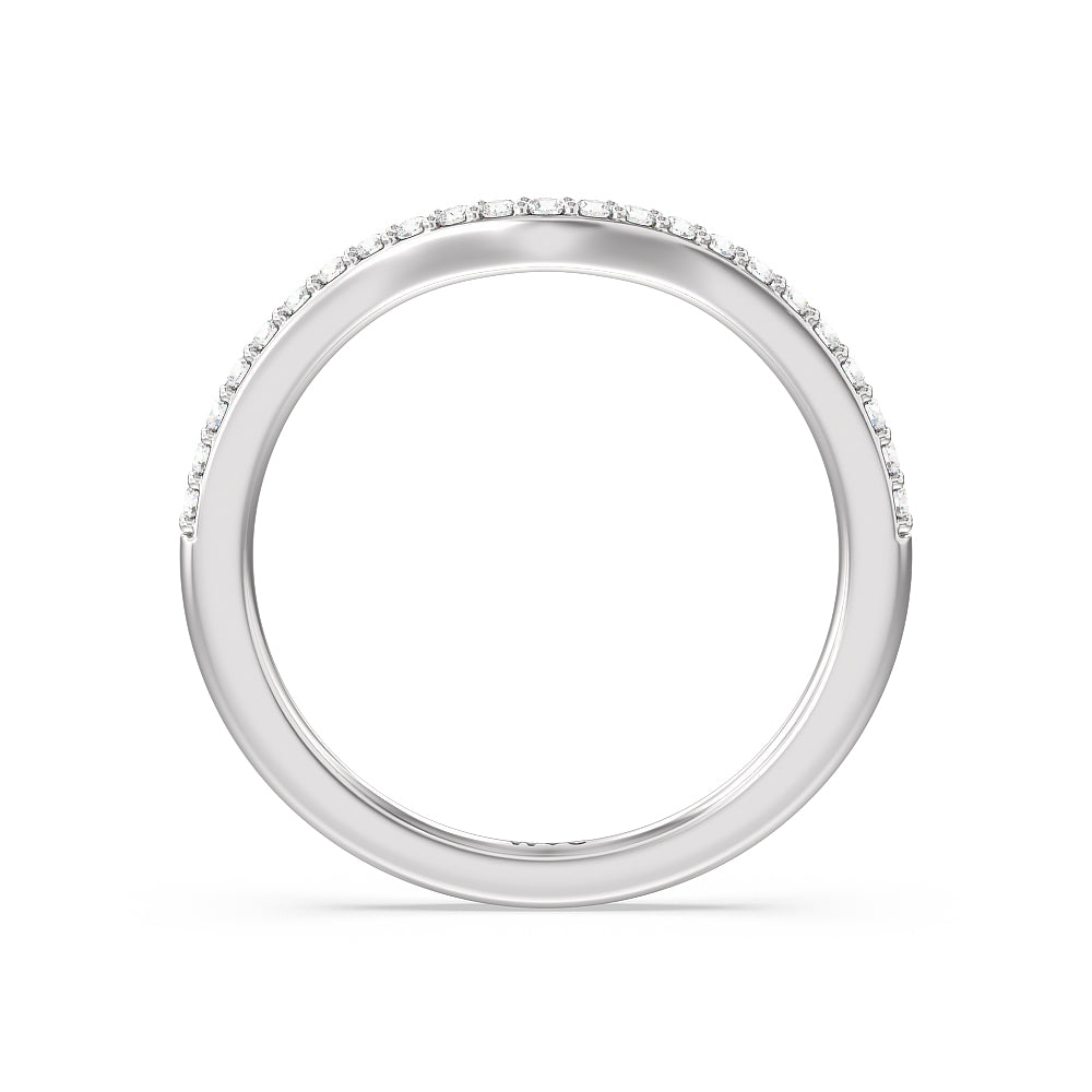 Petal Hidden Accent Scroll Diamond Wedding Band with Platinum Cut Diamond in 14KT Platinum view 2
