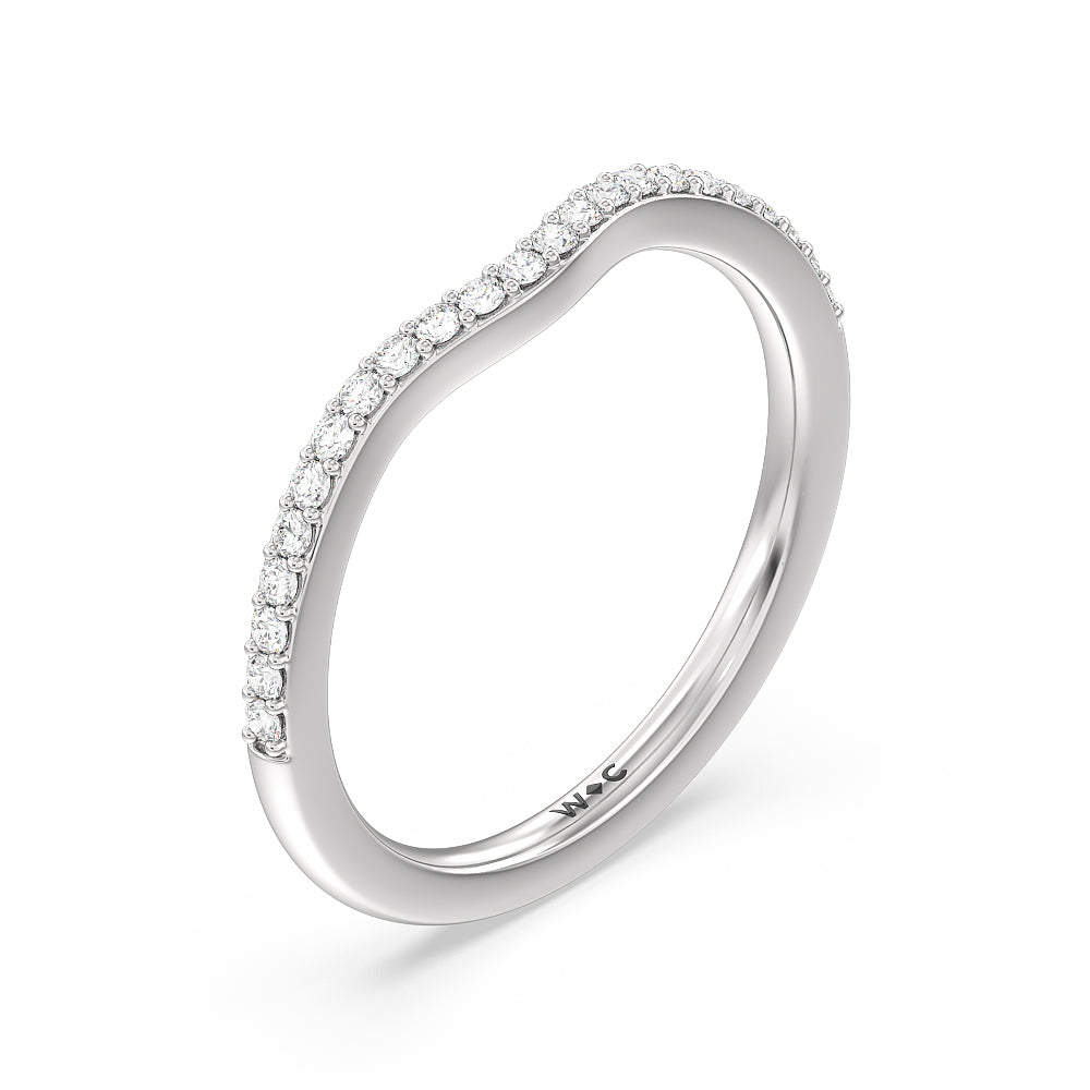 Petal Hidden Accent Scroll Diamond Wedding Band with Platinum Cut Diamond in 14KT Platinum view 4
