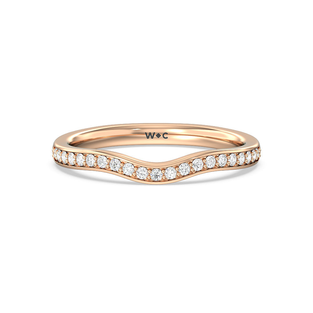 Triple Diamond Hidden Accent Wedding Band with 18KT Rose Gold Cut Diamond in 14KT Rose Gold view 1
