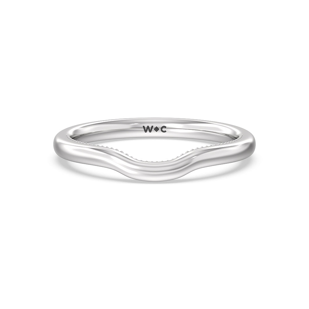 Pave Shoulder Hidden Accent Wedding Band with Platinum Cut Diamond in 14KT Platinum view 1
