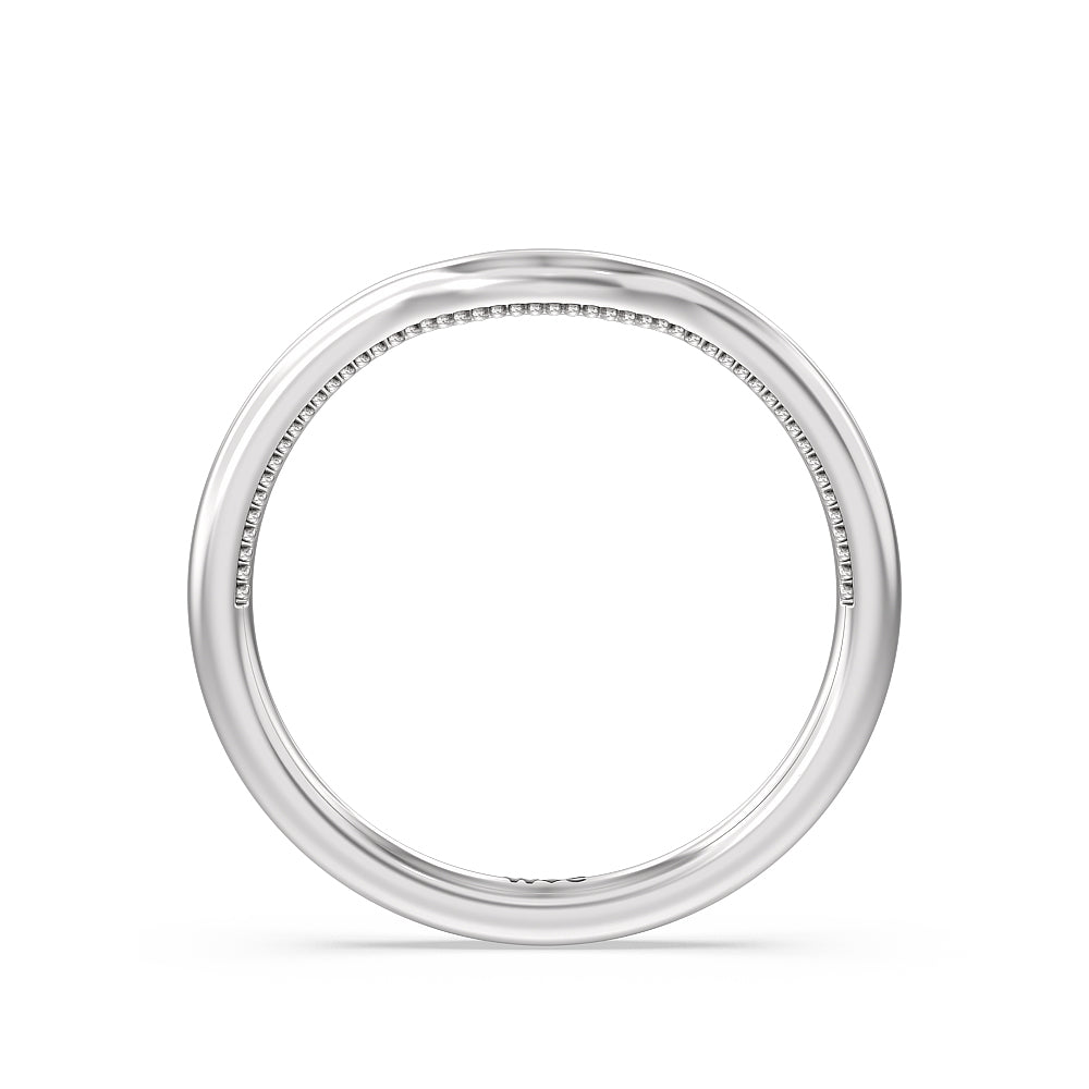 Pave Shoulder Hidden Accent Wedding Band with Platinum Cut Diamond in 14KT Platinum view 2
