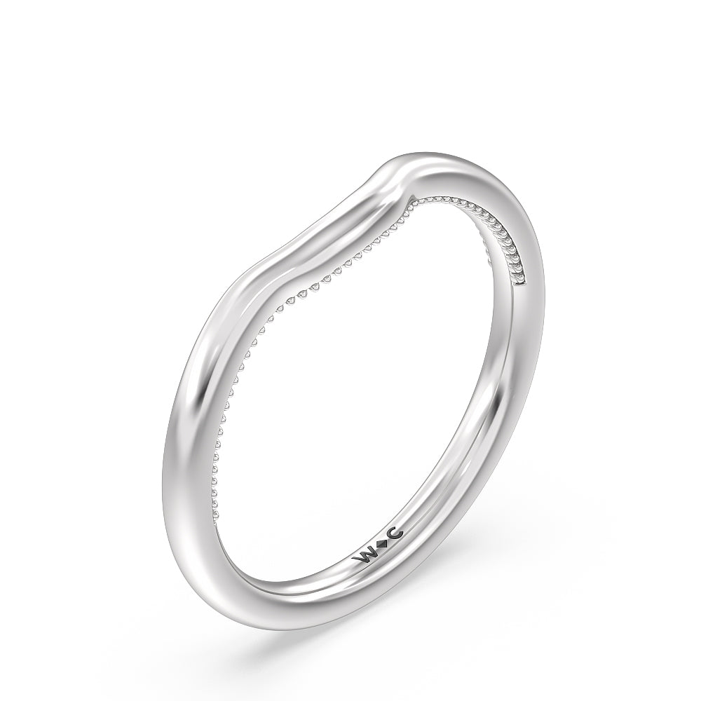 Pave Shoulder Hidden Accent Wedding Band with Platinum Cut Diamond in 14KT Platinum view 3
