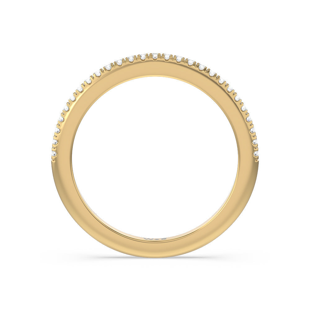 Milgrain Knife Edge Hidden Accent Diamond Wedding Band with 18KT Yellow Gold Cut Diamond in 14KT Yellow Gold view 2
