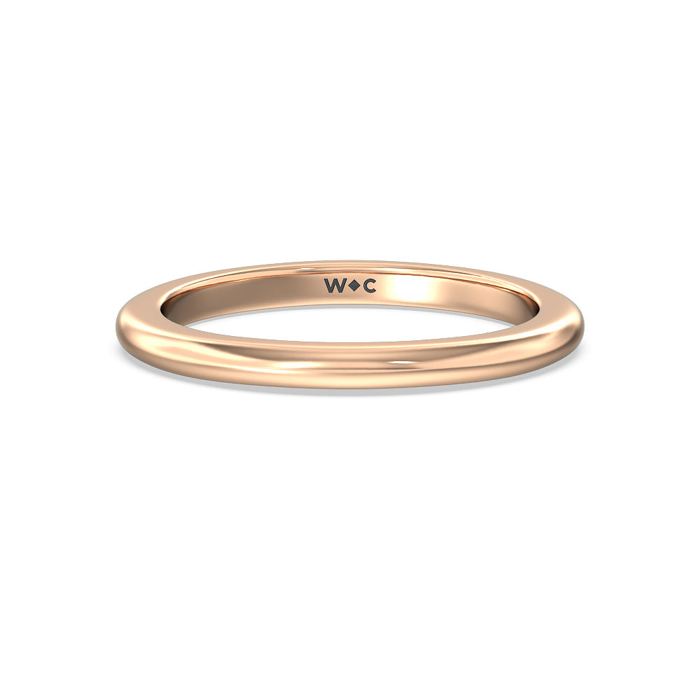 Milgrain Knife Edge Hidden Accent Wedding Band with 18KT Rose Gold Cut Diamond in 14KT Rose Gold view 1
