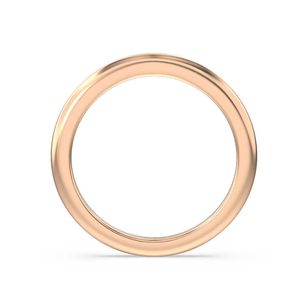 Milgrain Knife Edge Hidden Accent Wedding Band with 18KT Rose Gold Cut Diamond in 14KT Rose Gold view 2
