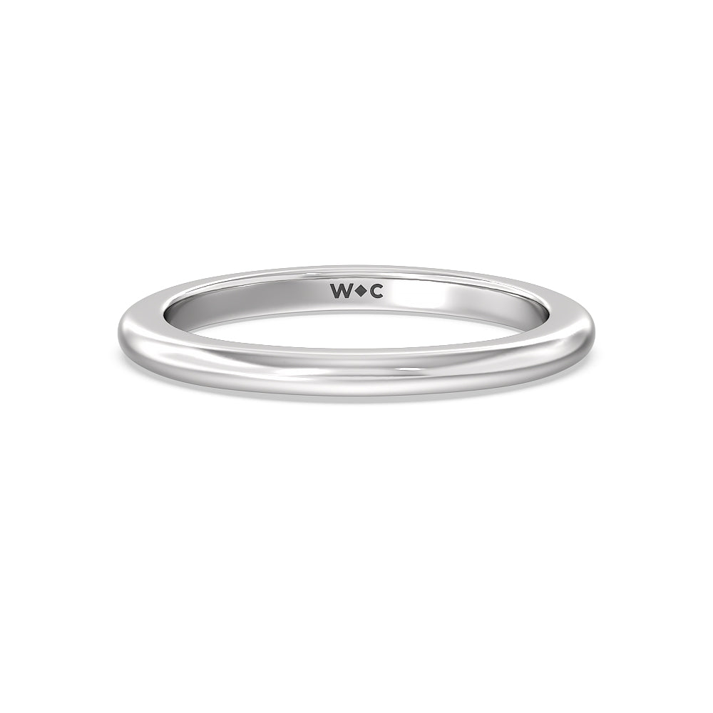 Milgrain Knife Edge Hidden Accent Wedding Band with Platinum Cut Diamond in 14KT Platinum view 1
