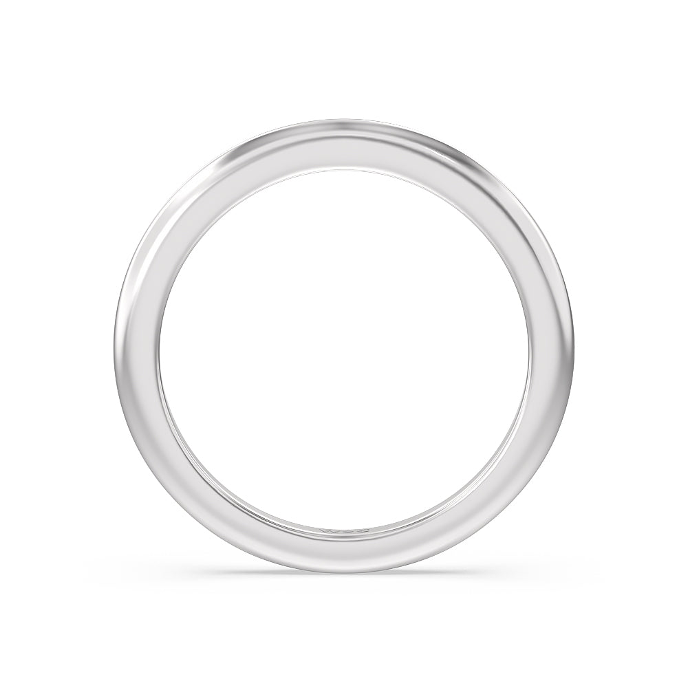 Milgrain Knife Edge Hidden Accent Wedding Band with Platinum Cut Diamond in 14KT Platinum view 2
