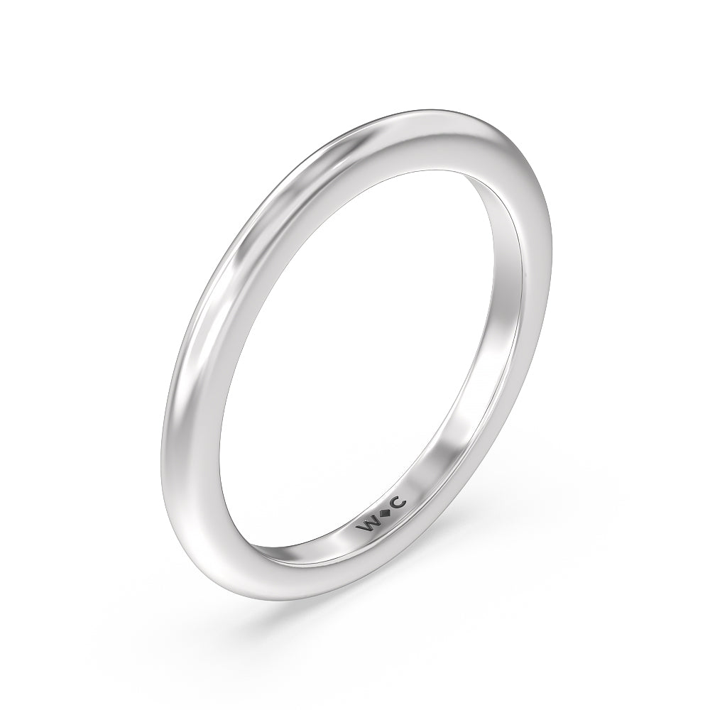 Milgrain Knife Edge Hidden Accent Wedding Band with Platinum Cut Diamond in 14KT Platinum view 4

