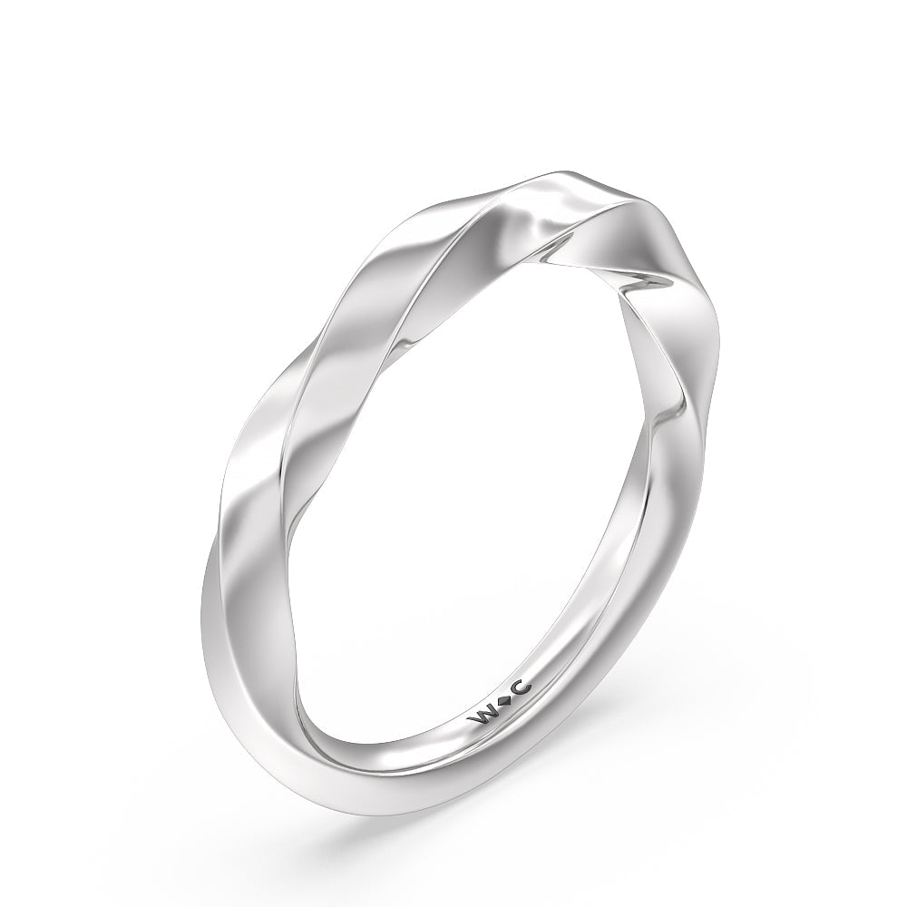 Twist Hidden Accent Wedding Band with Platinum Cut Diamond in 14KT Platinum view 4
