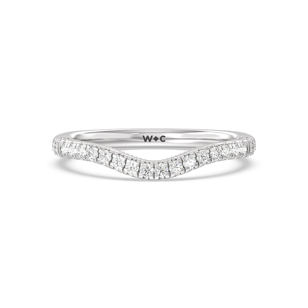 Milgrain Scroll Hidden Accent Diamond Wedding Band with Platinum Cut Diamond in 14KT Platinum view 1
