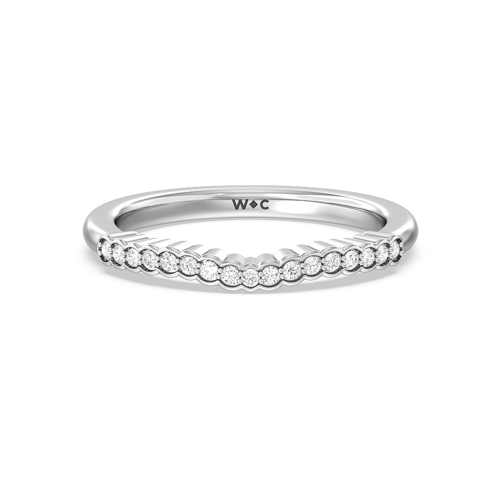 Bezel Set Hidden Accent Diamond Wedding Band with Platinum Cut Diamond in 14KT Platinum view 1
