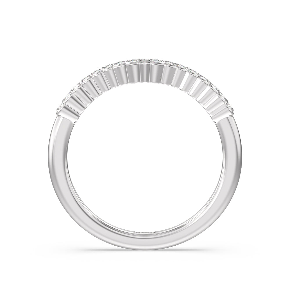 Bezel Set Hidden Accent Diamond Wedding Band with Platinum Cut Diamond in 14KT Platinum view 2
