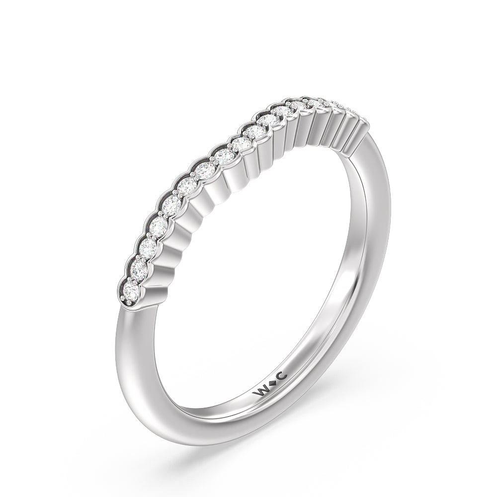 Bezel Set Hidden Accent Diamond Wedding Band with Platinum Cut Diamond in 14KT Platinum view 4
