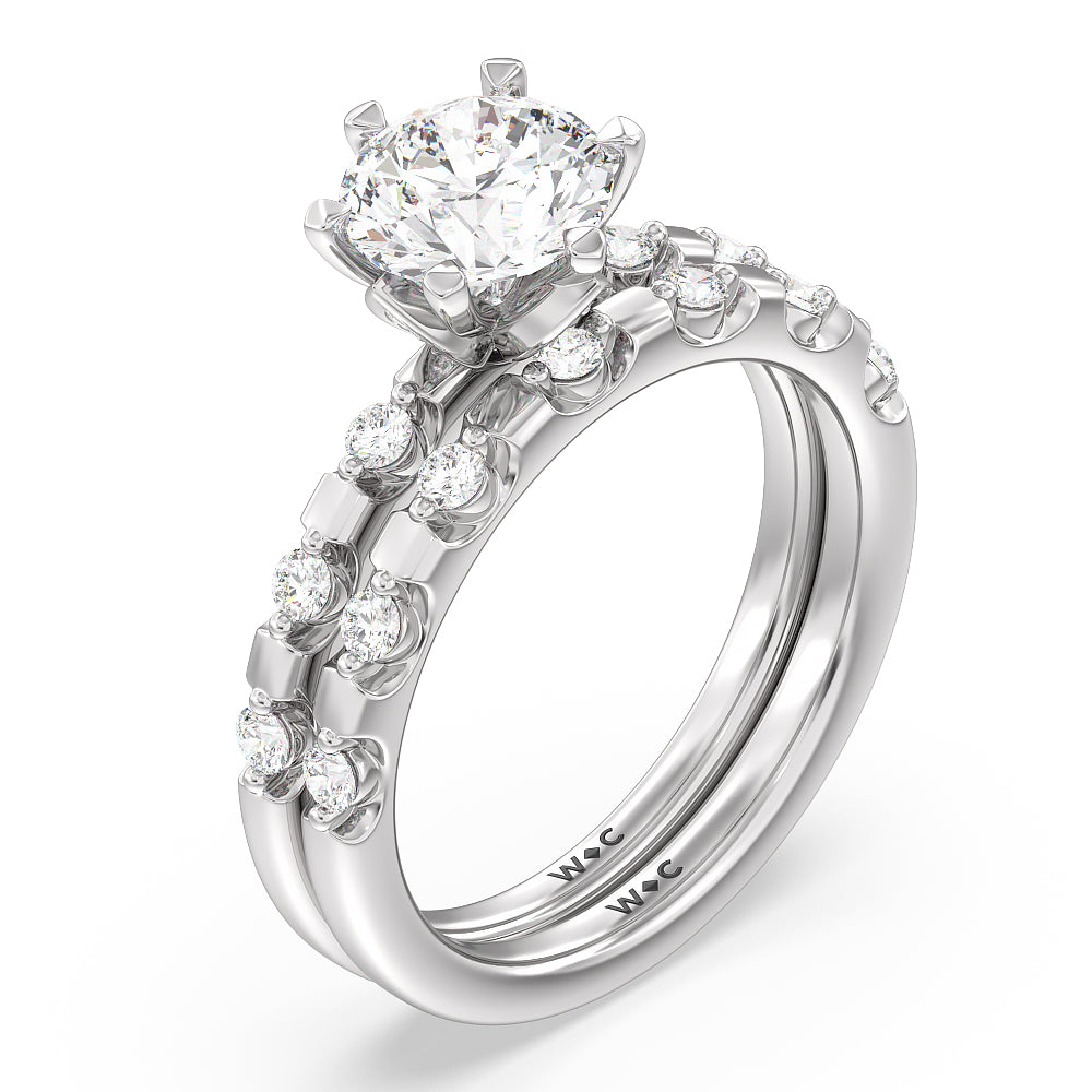 Petal 6 Claw Petal Hidden Accent Engagement Ring with Oval Cut Diamond in 14KT White & Rose Gold view 4

