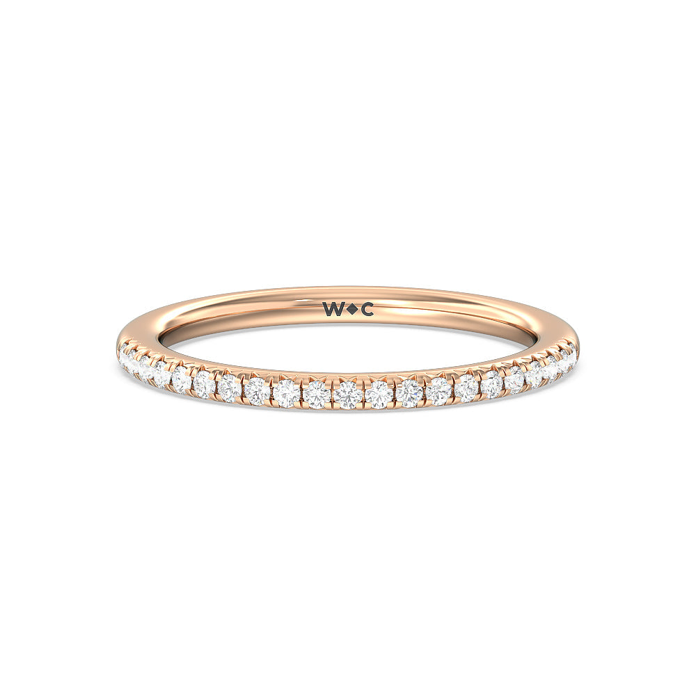 Petal Hidden Accent Diamond Wedding Band with 18KT Rose Gold Cut Diamond in 14KT Rose Gold view 1

