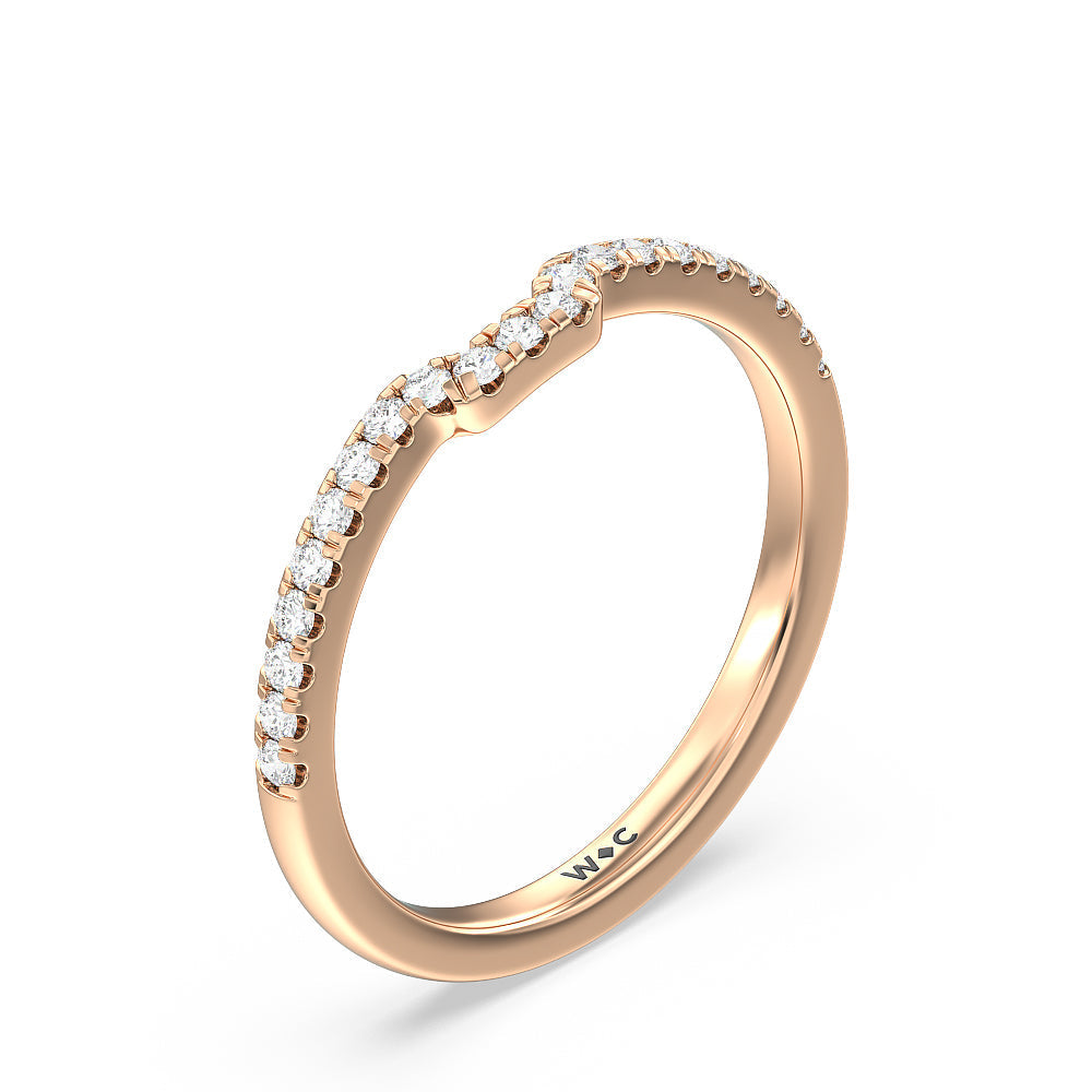 Adorned Hidden Accent Diamond Wedding Band with 18KT Rose Gold Cut Diamond in 14KT Rose Gold view 4
