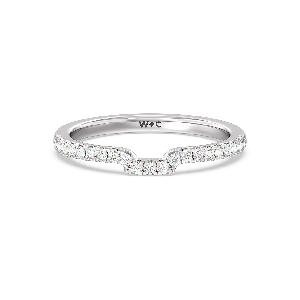 Adorned Hidden Accent Diamond Wedding Band with Platinum Cut Diamond in 14KT Platinum view 1

