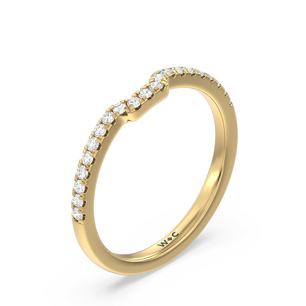 Adorned Hidden Accent Diamond Wedding Band with 18KT Yellow Gold Cut Diamond in 14KT Yellow Gold view 4
