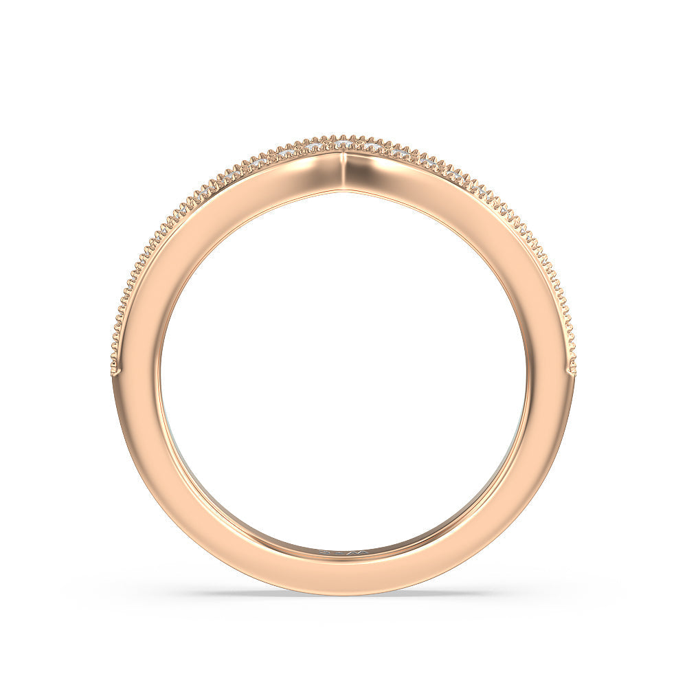 Petal Hidden Accent Milgrain Diamond Wedding Band with 18KT Rose Gold Cut Diamond in 14KT Rose Gold view 2
