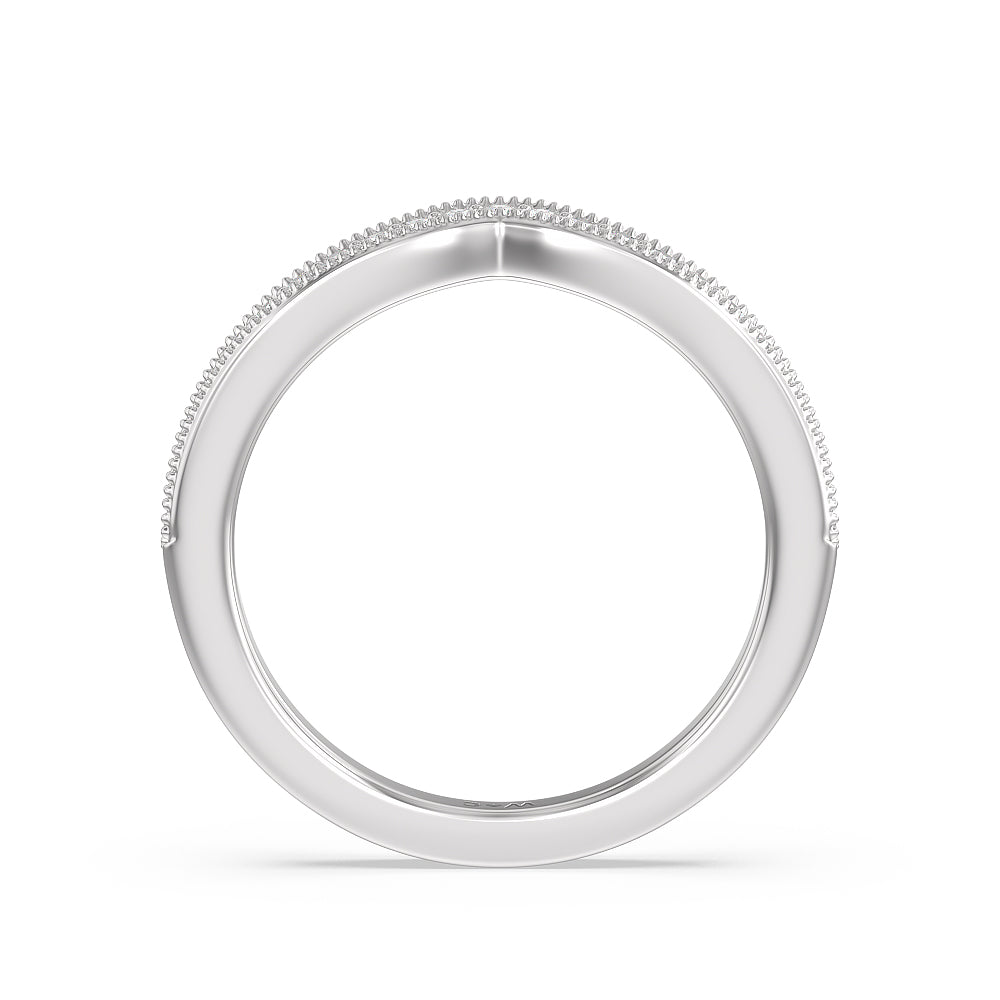 Petal Hidden Accent Milgrain Diamond Wedding Band with Platinum Cut Diamond in 14KT Platinum view 2
