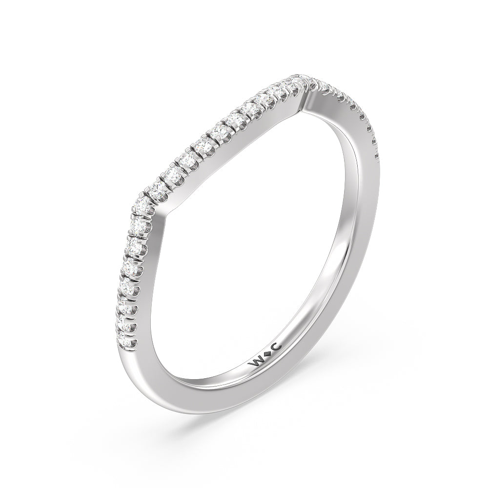 Twist Hidden Accent Diamond Wedding Band with Platinum Cut Diamond in 14KT Platinum view 4
