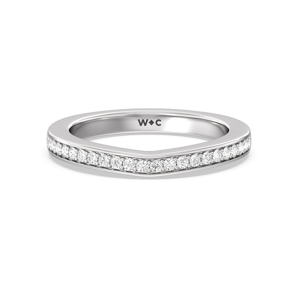 Double Row Hidden Accent Diamond Wedding Band with Platinum Cut Diamond in 14KT Platinum view 1
