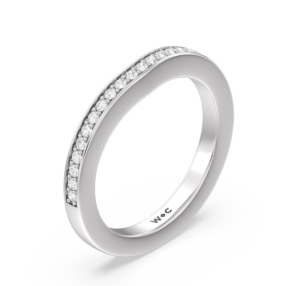 Double Row Hidden Accent Diamond Wedding Band with Platinum Cut Diamond in 14KT Platinum view 4
