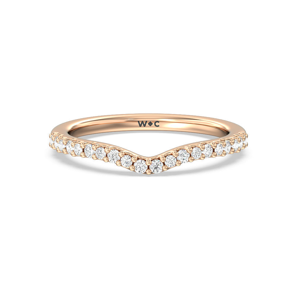 Petal Hidden Accent Pave Diamond Wedding Band with 18KT Rose Gold Cut Diamond in 14KT Rose Gold view 1
