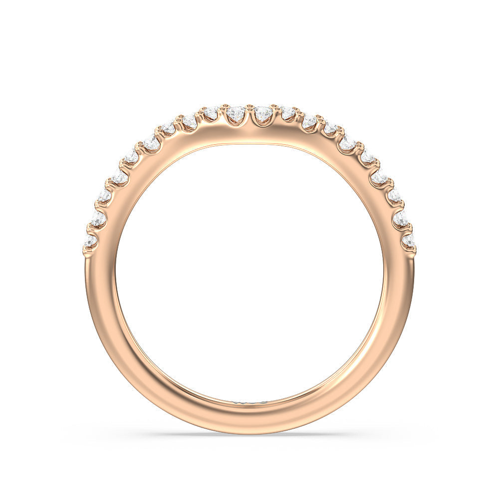 Petal Hidden Accent Pave Diamond Wedding Band with 18KT Rose Gold Cut Diamond in 14KT Rose Gold view 2
