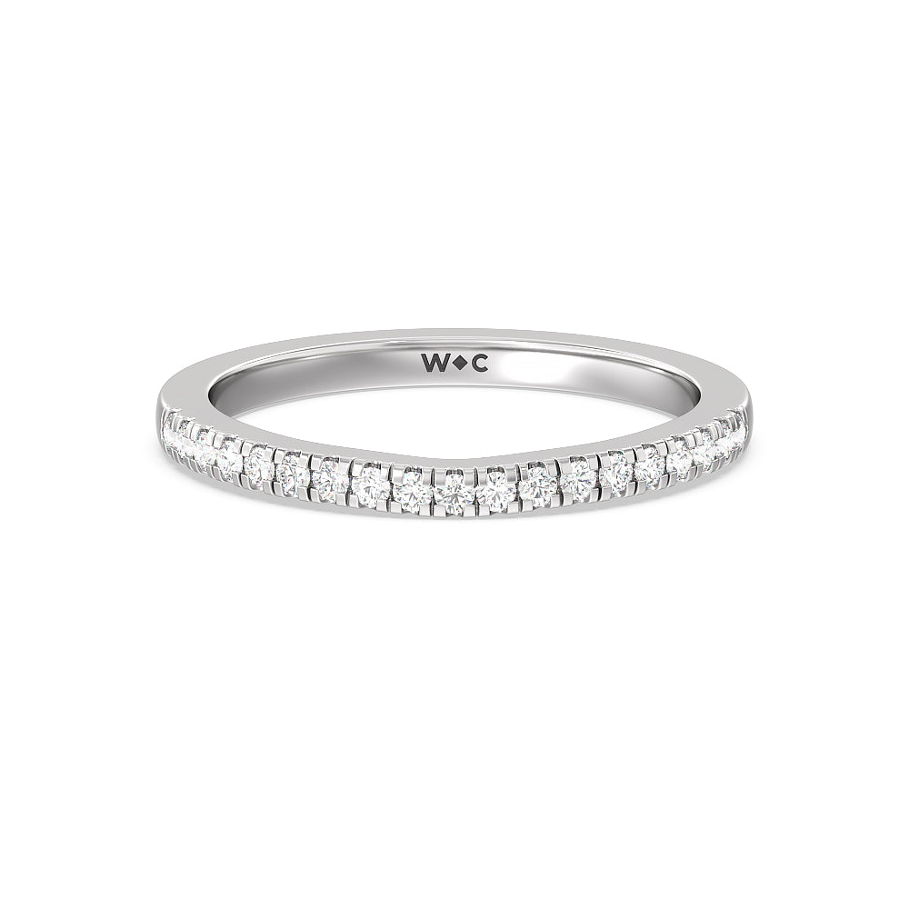 Fishtail Curved Diamond Wedding Band with Platinum Cut Diamond in 14KT Platinum view 1
