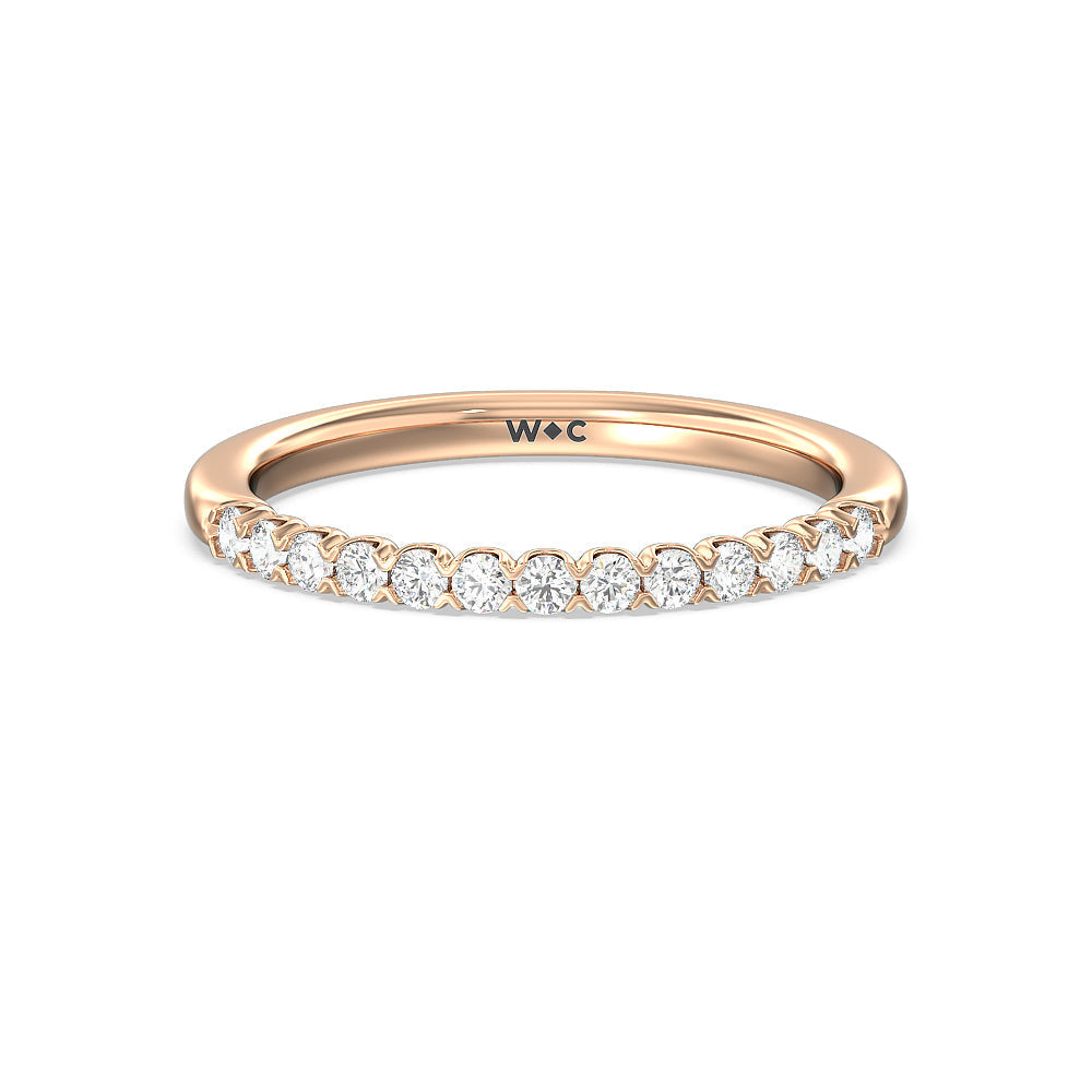 Shared Prong Diamond Wedding Band with 18KT Rose Gold Cut Diamond in 14KT Rose Gold view 1
