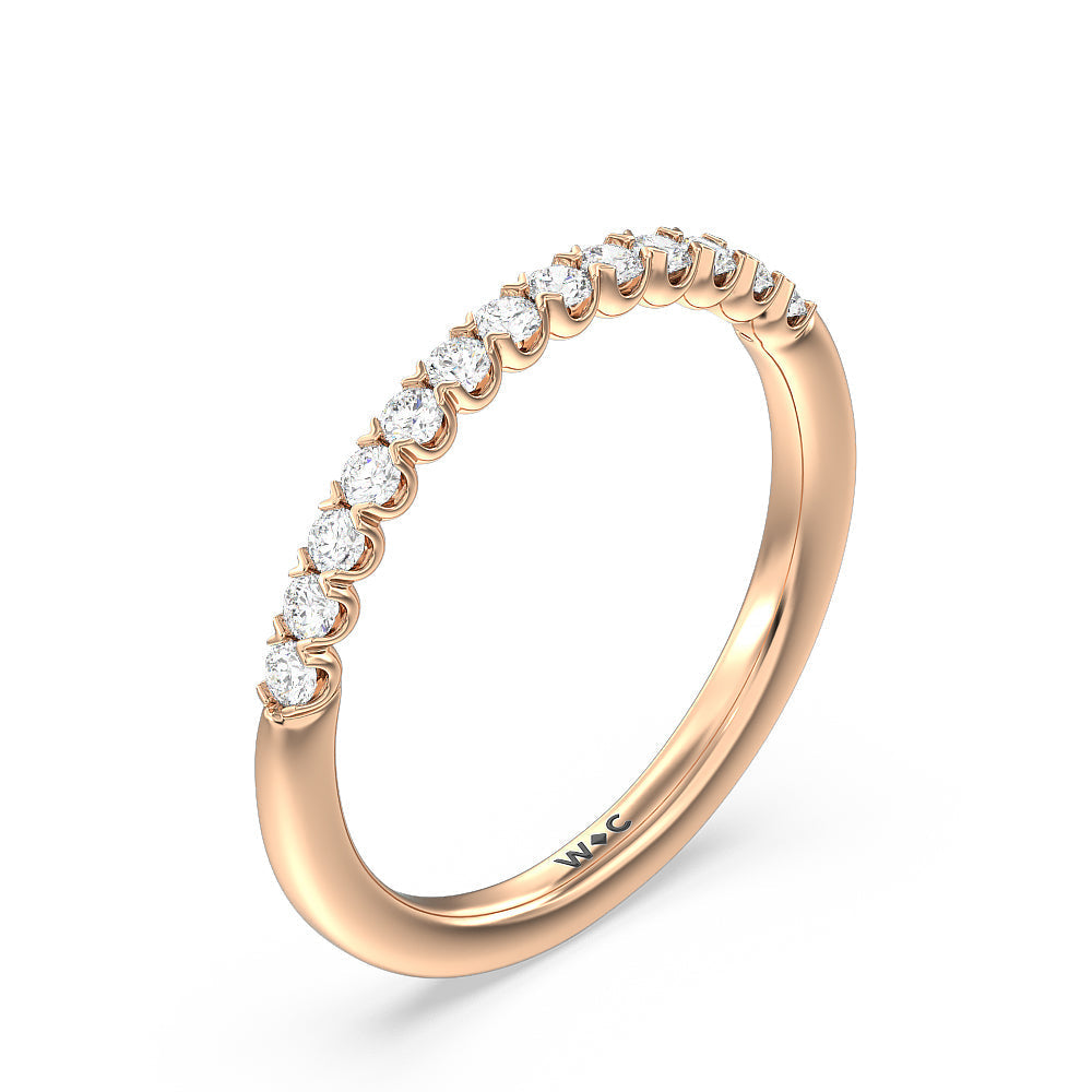 Shared Prong Diamond Wedding Band with 18KT Rose Gold Cut Diamond in 14KT Rose Gold view 4
