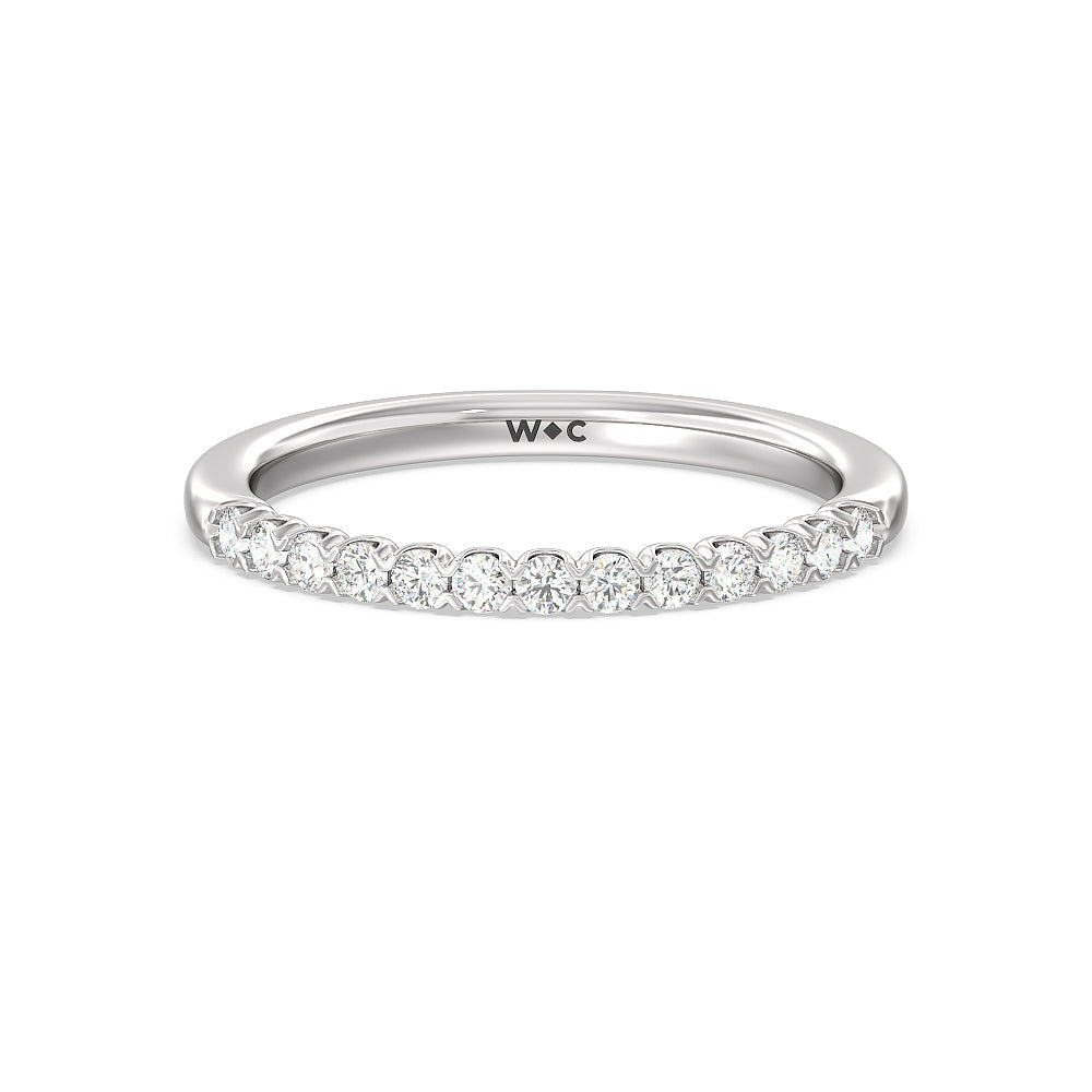Shared Prong Diamond Wedding Band with Platinum Cut Diamond in 14KT Platinum view 1
