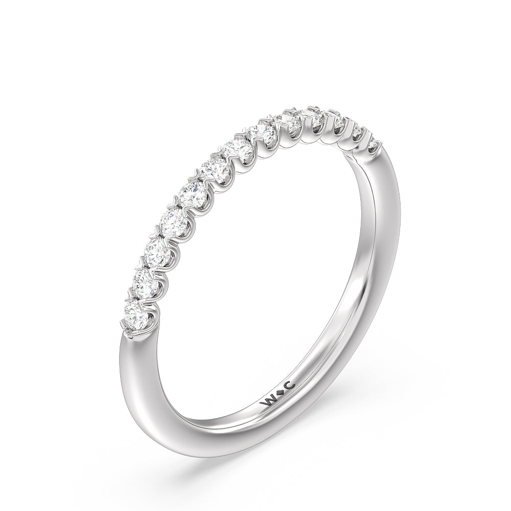 Shared Prong Diamond Wedding Band with Platinum Cut Diamond in 14KT Platinum view 4
