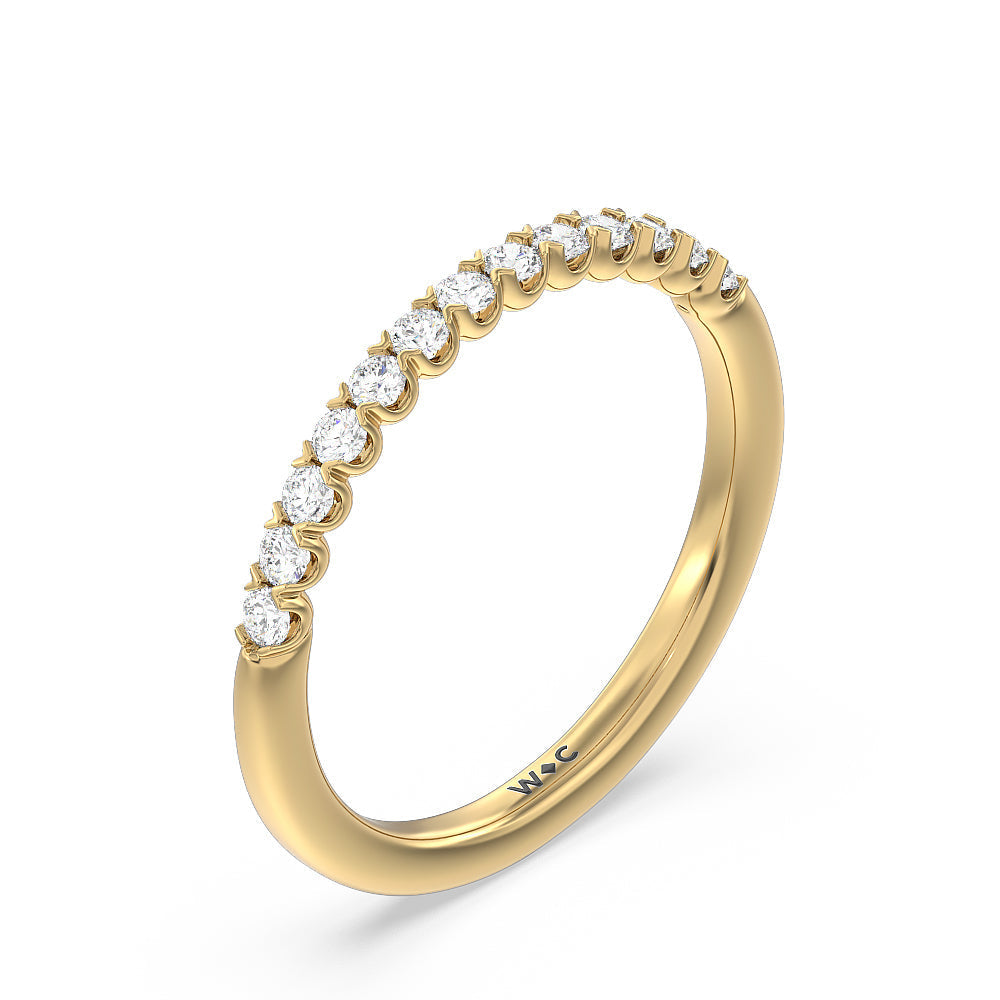 Shared Prong Diamond Wedding Band with 18KT Yellow Gold Cut Diamond in 14KT Yellow Gold view 4
