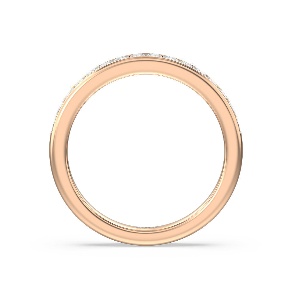 Princess Cut Diamond Wedding Band with 18KT Rose Gold Cut Diamond in 14KT Rose Gold view 2
