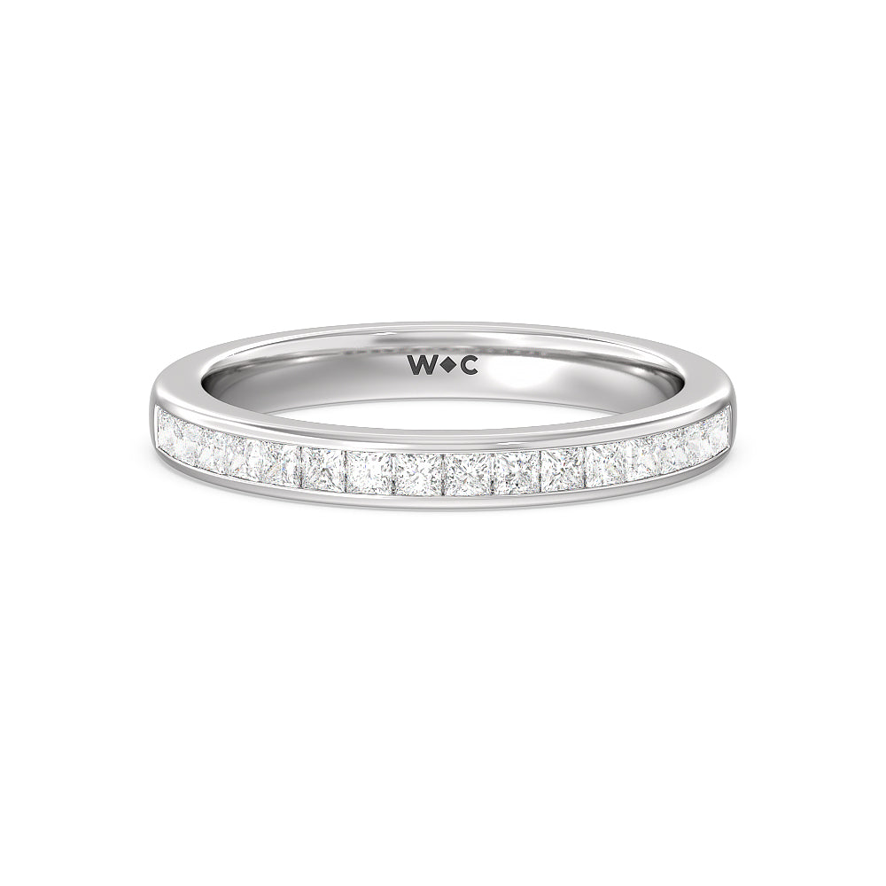 Princess Cut Diamond Wedding Band with Platinum Cut Diamond in 14KT Platinum view 1
