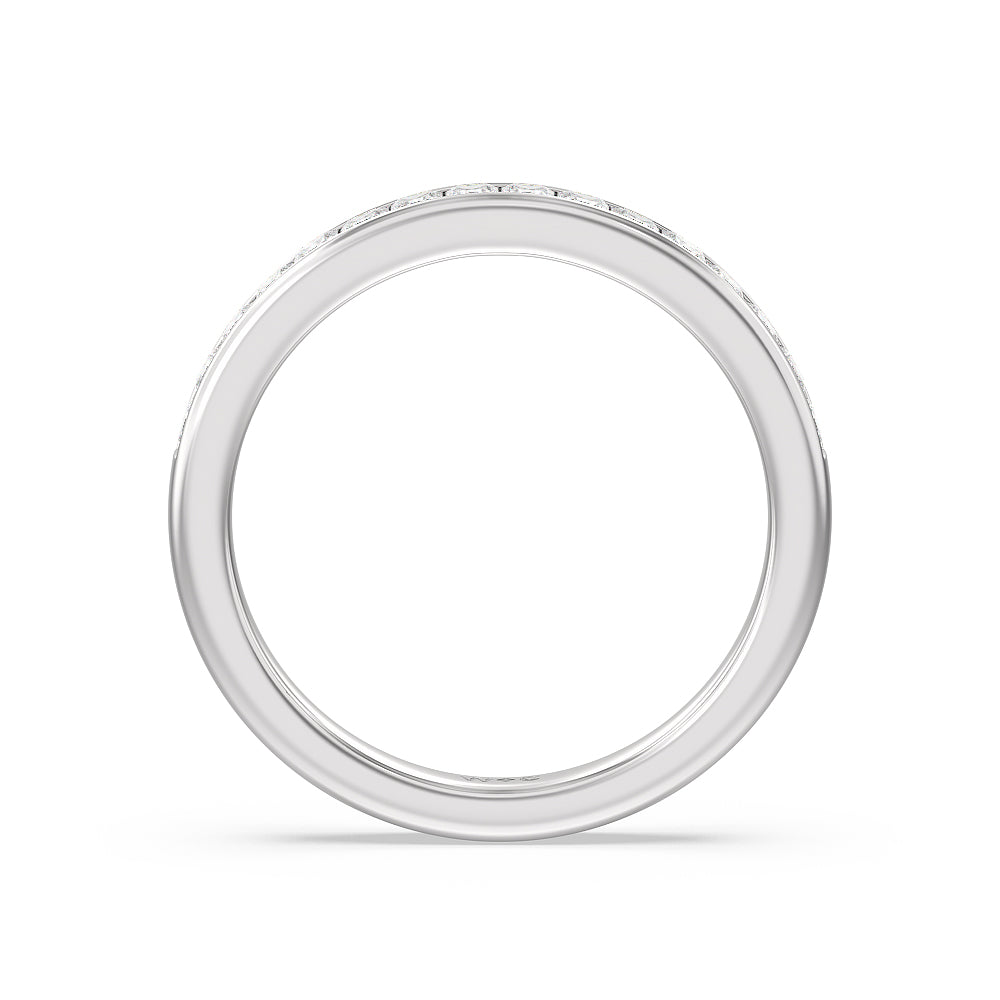 Princess Cut Diamond Wedding Band with Platinum Cut Diamond in 14KT Platinum view 2
