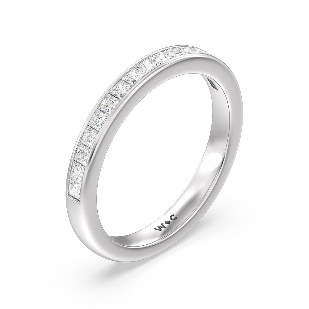 Princess Cut Diamond Wedding Band with Platinum Cut Diamond in 14KT Platinum view 4
