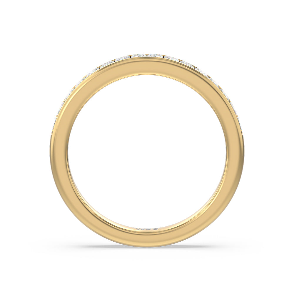 Princess Cut Diamond Wedding Band with 18KT Yellow Gold Cut Diamond in 14KT Yellow Gold view 2
