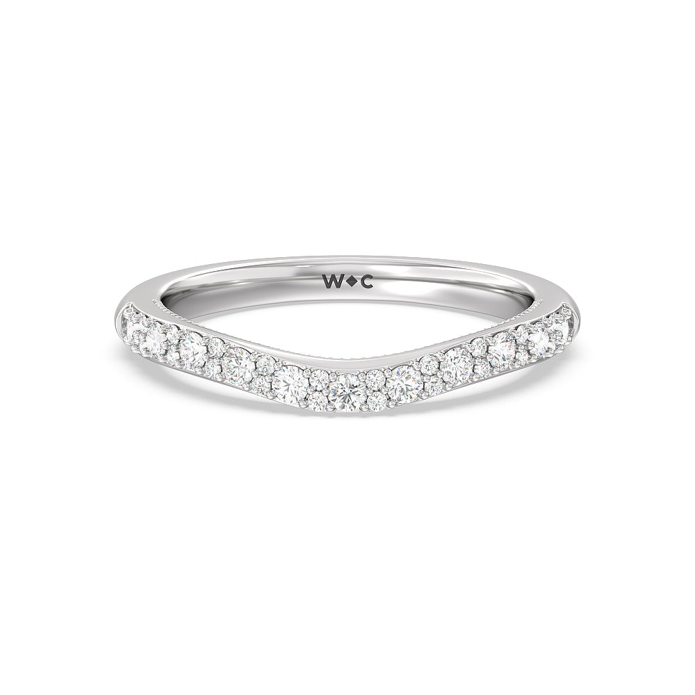 Falling Edge Diamond Wedding Band with Platinum Cut Diamond in 14KT Platinum view 1
