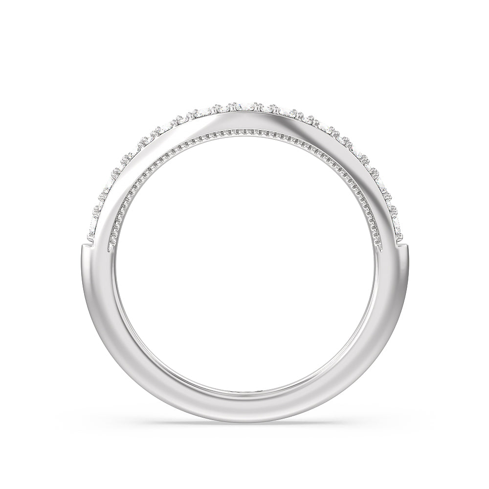 Falling Edge Diamond Wedding Band with Platinum Cut Diamond in 14KT Platinum view 2
