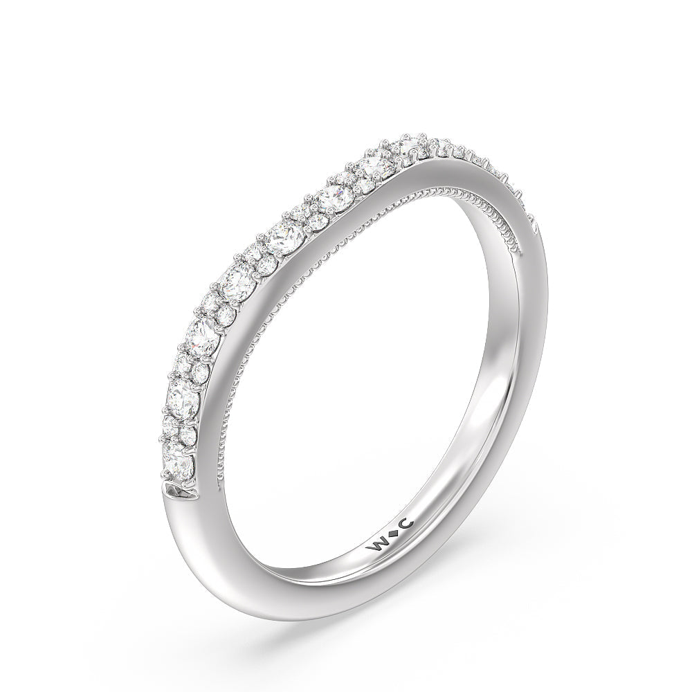 Falling Edge Diamond Wedding Band with Platinum Cut Diamond in 14KT Platinum view 4
