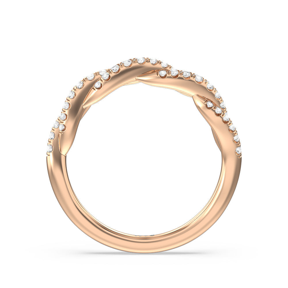 Twisted Vine Diamond Wedding Band with 18KT Rose Gold Cut Diamond in 14KT Rose Gold view 2
