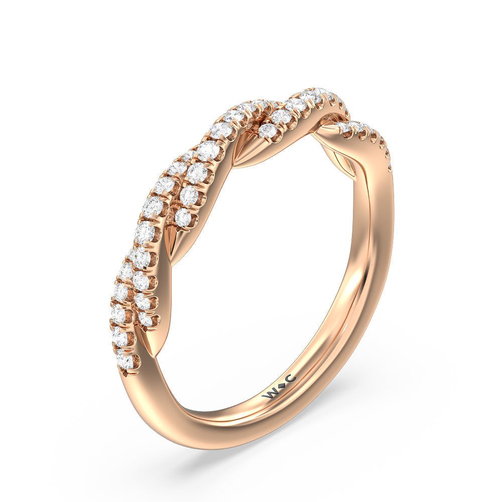 Twisted Vine Diamond Wedding Band with 18KT Rose Gold Cut Diamond in 14KT Rose Gold view 4
