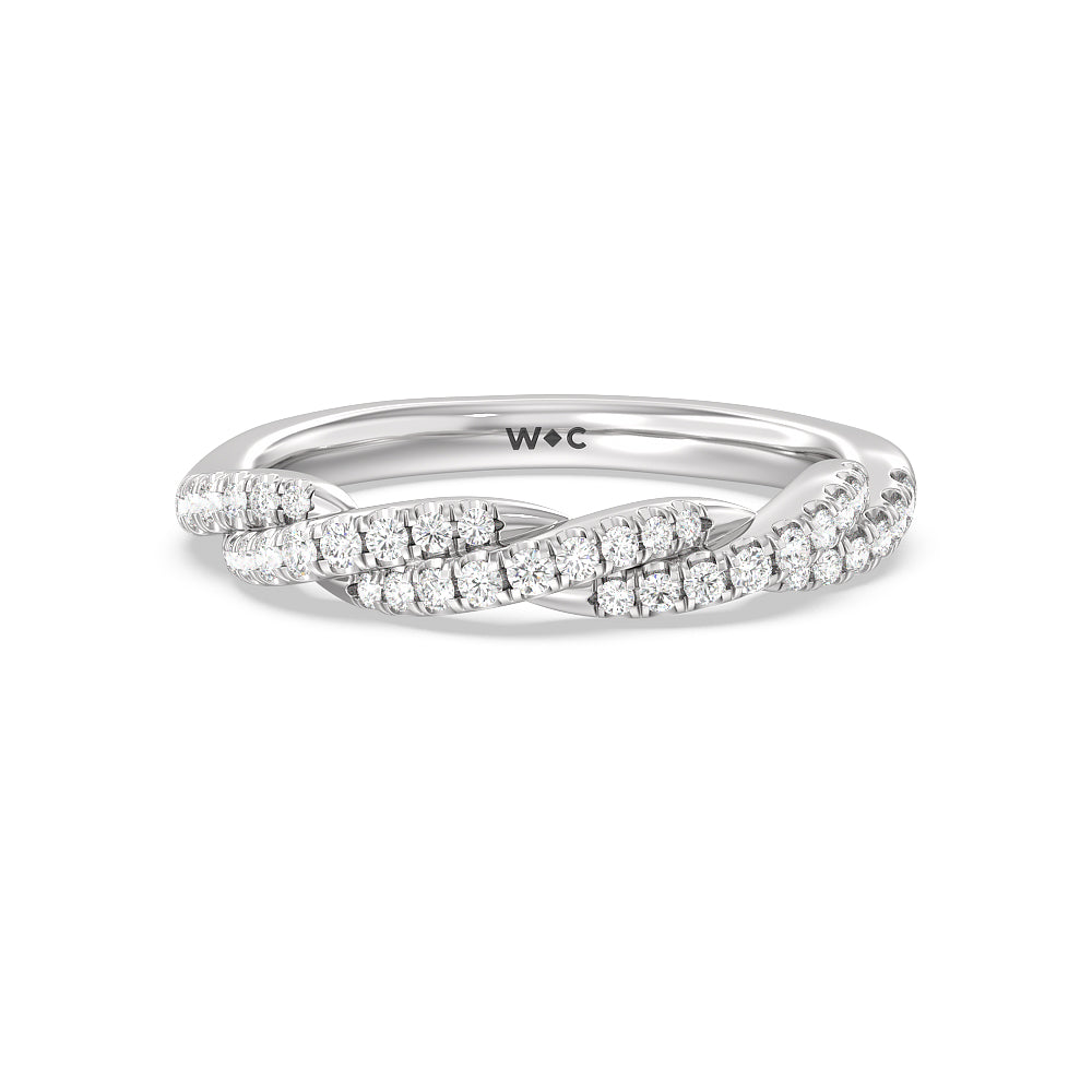 Twisted Vine Diamond Wedding Band with Platinum Cut Diamond in 14KT Platinum view 1
