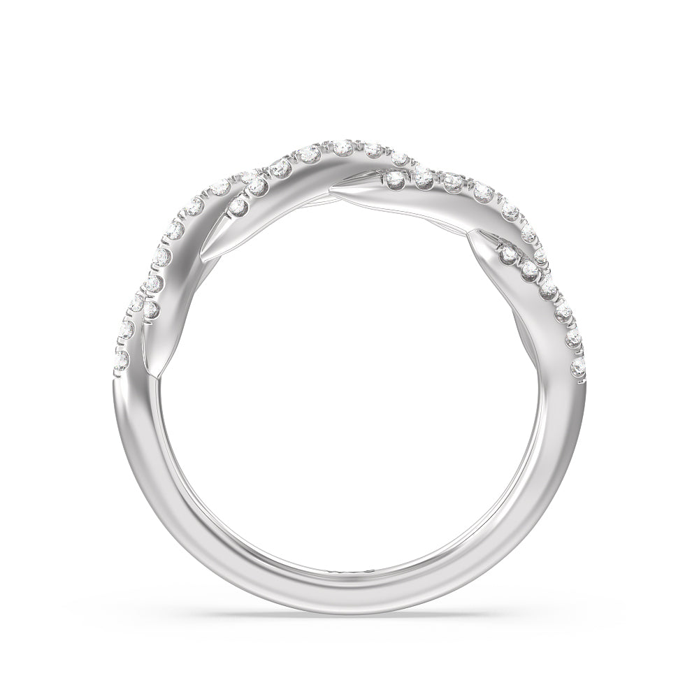 Twisted Vine Diamond Wedding Band with Platinum Cut Diamond in 14KT Platinum view 2
