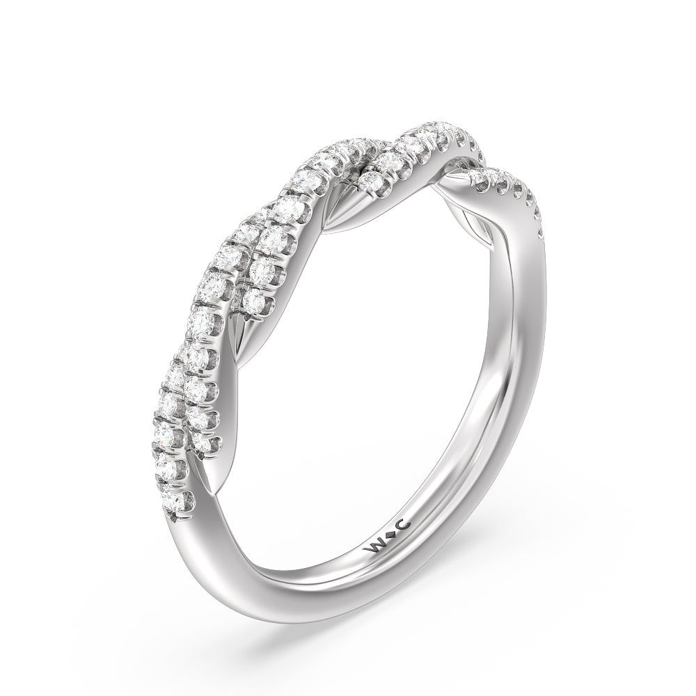 Twisted Vine Diamond Wedding Band with Platinum Cut Diamond in 14KT Platinum view 4
