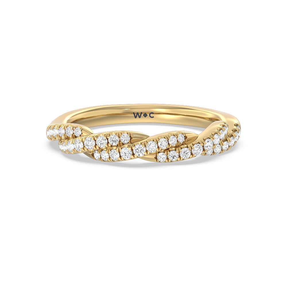 Twisted Vine Diamond Wedding Band with 18KT Yellow Gold Cut Diamond in 14KT Yellow Gold view 1
